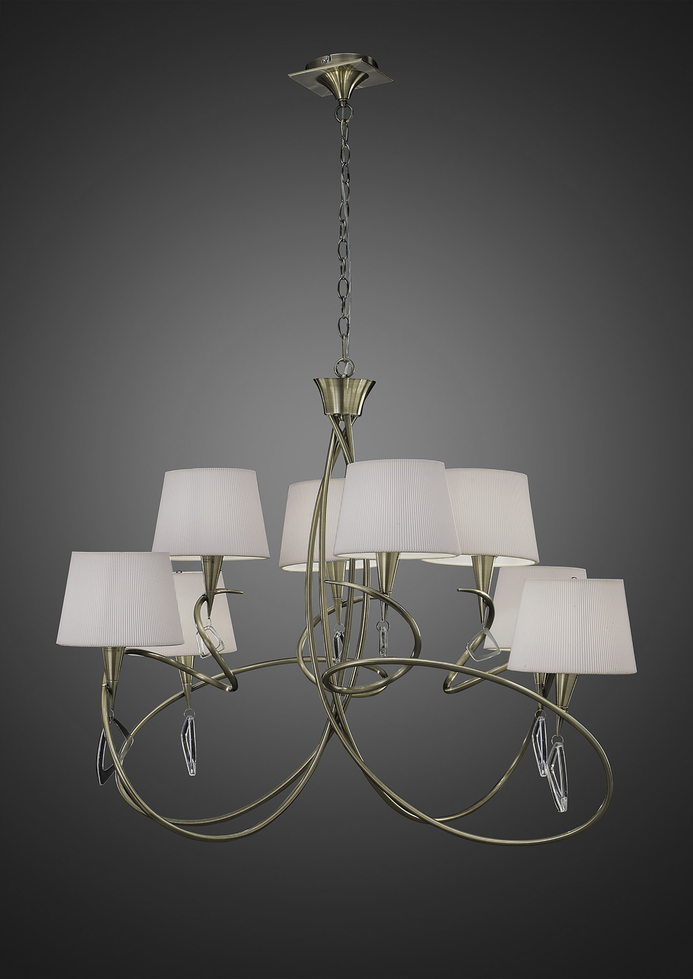 Mara Antique Brass-Ivory White Ceiling Lights Mantra Multi Arm Fittings